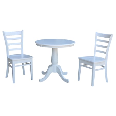 International Concepts Round 30 in Round Top Pedestal Table, with 2 C08-617 Chairs, White, 30 in W, 30 in L, 29.1 in H K08-30RT-C617P